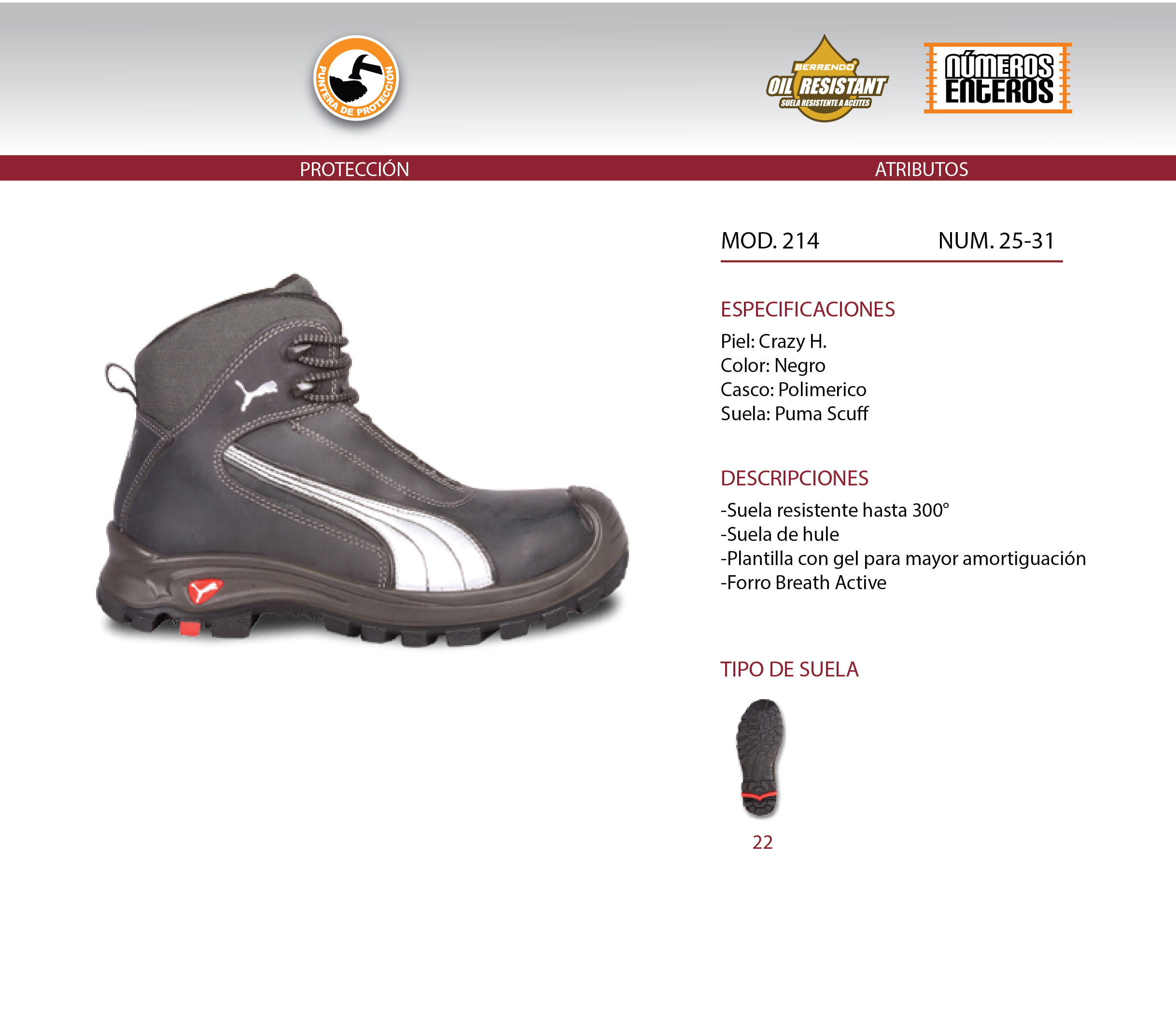 BOTA INDUSTRIAL PUMA SAFETY P234 PARA HOMBRE Talla 25 Color AZUL